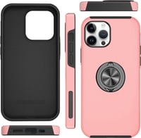 Apple iPhone 14 Pro Rózsaszín Mágneses Gyűrűs Szilikon Védőtok 9