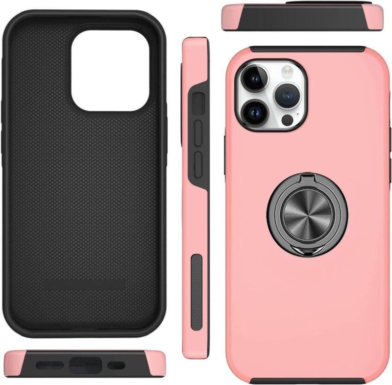 Apple iPhone 14 Pro Rózsaszín Mágneses Gyűrűs Szilikon Védőtok