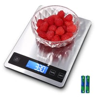 Drcowu Digitális Konyhai Mérleg 15kg - Vízálló LCD Kijelzős Ételmérleg 1g Pontossággal, Rozsdamentes Acél, Érintőgombos Tára Funkcióval 1