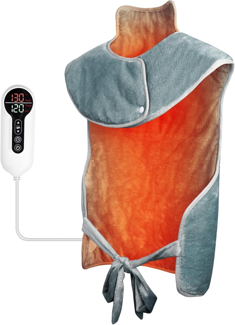 Koonie Elektromos Melegítőpárna Hátra, Vállra és Nyakra - 60x100 cm, 6 Hőfokozat, Időzítő, Puha Korallgyapjú, Szabadkezes Használat
