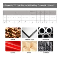 CREEYA 10mm-es AlTiN bevonatú keményfém szármaró, 4 élű CNC maró acélhoz, fához 2
