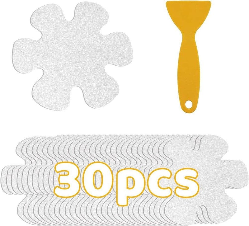 Virág alakú csúszásgátló fürdőmatrica szett - 20 db átlátszó, érdes (10x10 cm)