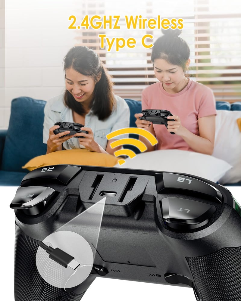 EasySMX vezeték nélküli PC kontroller - LED, dupla rezgés, programozható gombok, több platformra