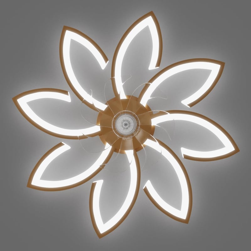 YUNLONG 90 cm Mennyezeti Ventilátor LED Világítással - Csendes DC Motor, Távirányítós, 6 Sebességes, Arany Színű, Hálószobába, Nappaliba