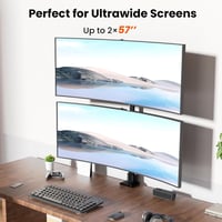 Pro Monitor tartó 2 monitorhoz egymás felett, 24-57 hüvelykes lapos és ívelt képernyőkhöz, 2-27 kg teherbírás karonként, állítható magasság, VES 2