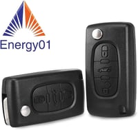 ENERGY 01 Autókulcs Ház Citroen C2-C8 és Peugeot 207-5008 Modellekhez - 3 Gombos Távirányító Tok - Kompatibilis Fiat Ulysse Járművekkel 2