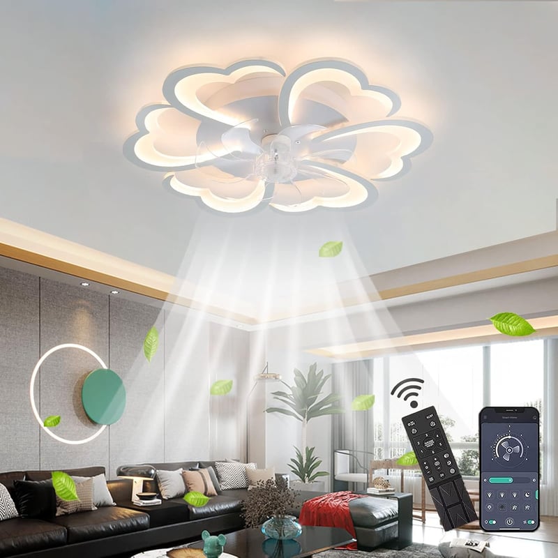 Revneey Virág Alakú Mennyezeti Ventilátor LED Világítással - 72W, Távirányítós, Csendes, 6 Sebességes, Időzíthető, Fényerőszabályozós Lámpa 