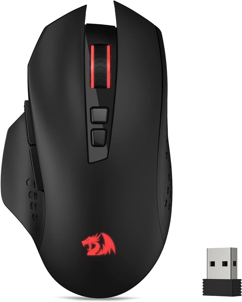 Redragon M656 Gainer vezeték nélküli gamer egér, 4000 DPI, 7 makrógomb, piros LED