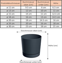 PECZEKO Matt Virágcserép Szett, 2 db Antracit Műanyag Kaspó, 30 cm Átmérőjű Dekoratív Virágtartó Beltéri és Kültéri Növényekhez, Fűszernövén 9