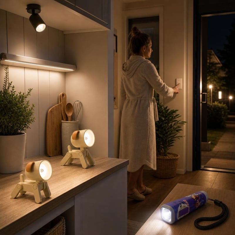 Pachet Iluminat Nocturn: 1x Spot GU10 + 1x Lampă senzor + 2x Lampă veghe + 1x Lanternă LED