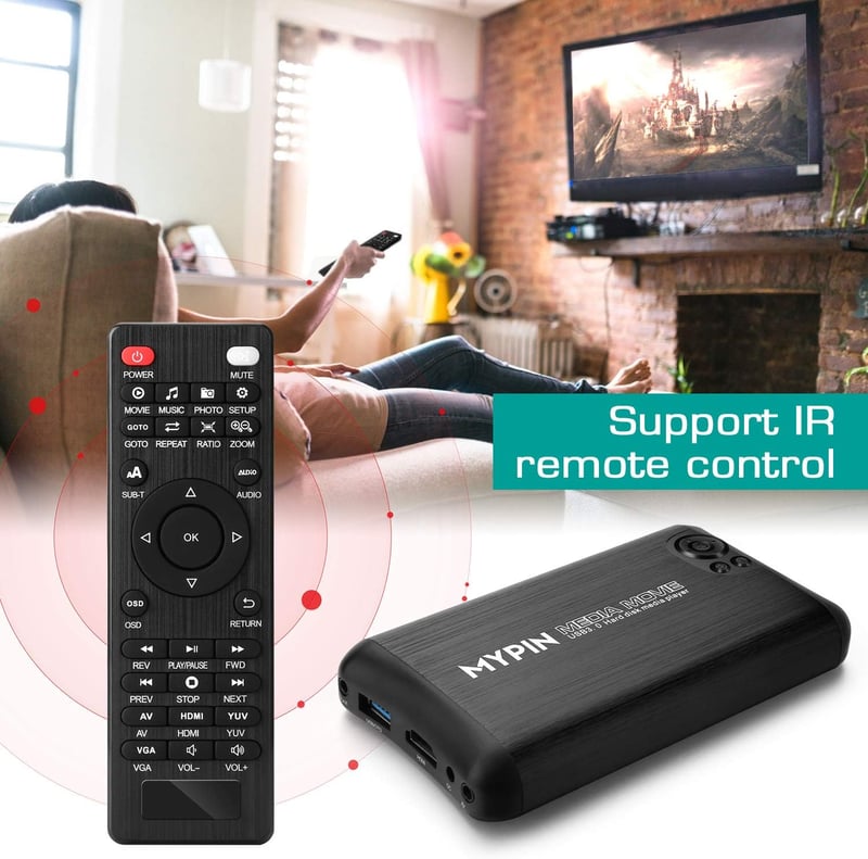 MYPIN Multimédia Lejátszó Box HDMI/AV/VGA - USB 3.0 Támogatással