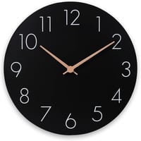 Plumeet 30cm Fekete Fa Falióra - Csendes, Keret Nélküli, Modern Minimál Dizájn 1