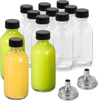 DIDITIME Üveg Tárolóüvegek 12 db 60ml - Mini Utazó Palackok Fedéllel és 2 Tölcsérrel - Fűszertartó, Olaj, Shot Üvegek, Mintapalackok 1