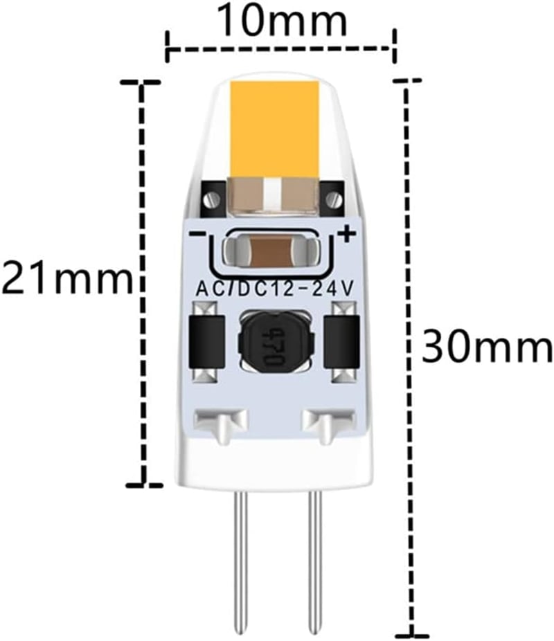 tkhetiana G4 LED izzó 2W meleg fehér 3000K 12-24V 6 darabos szett
