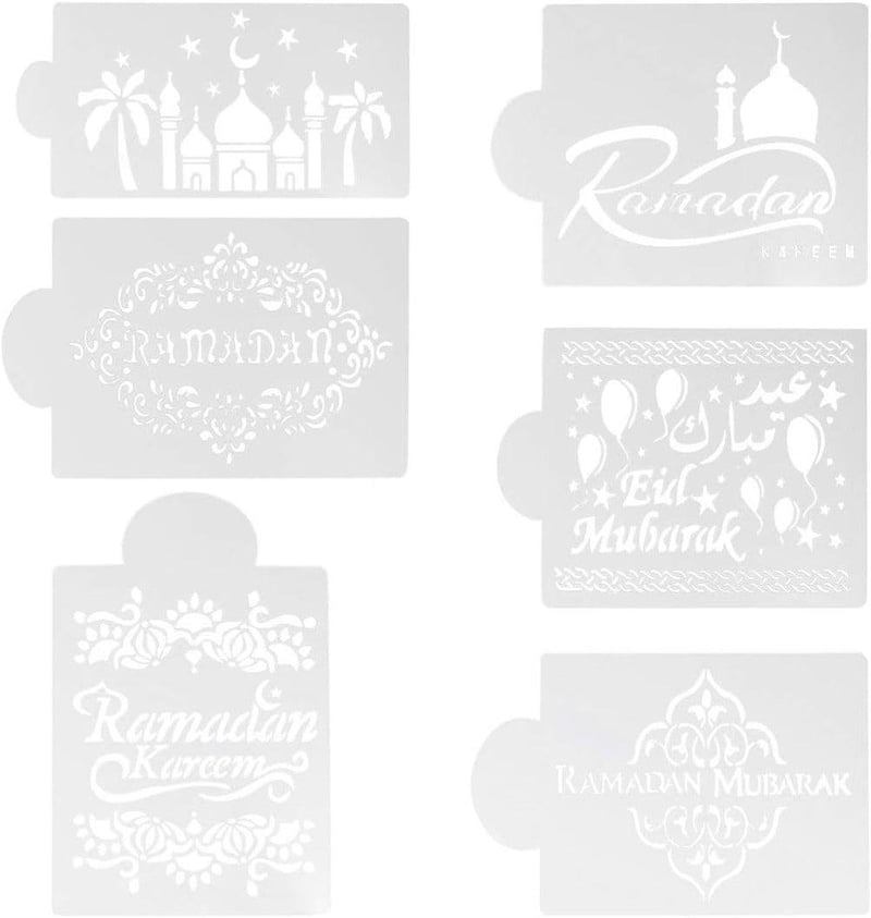 Ramadáni 6 darabos műanyag torta sablon szett muszlim mintákkal