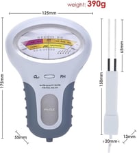Cocoarm PC-102B Medence Vízelemző - Klór és pH Teszter Nagyméretű Kijelzővel - Uszoda és Fürdő Vízminőség Mérő Szonda 2