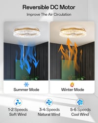 YUNLONG Modern Mennyezeti Ventilátor LED Világítással - Távirányítós, Csendes DC Motor, Arany, 5 Lapátos, Nyári-Téli Üzemmód, Fényerőszabály 3