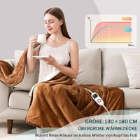 Coriwell Elektromos Takaró 180x130cm - 9 Hőfokozat, Mosható, Barna 3