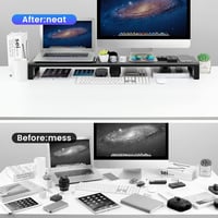 VAYDEER Alumínium Dupla Monitortartó 4 USB Porttal, Fém Monitorállvány 32 Colig, PC és Laptop Támasz Beépített USB Hubbal - Fekete 4