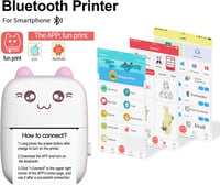 PNGOS Rózsaszín Mini Bluetooth Hőnyomtató - Hordozható Tintamentes Matrica és Fotónyomtató 2