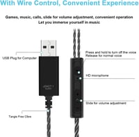 ACAGET USB Gamer Headset Mikrofonnal, Zajszűrős PC Fülhallgató 2.5m Kábellel 2