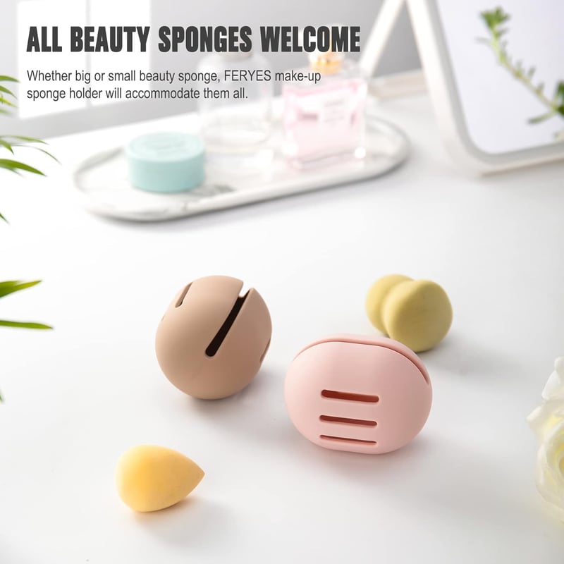 FERYES Szilikon Sminkszivacs Tartó - Rózsaszín Utazási Sminkkellék Tok Beauty Blender Szivacsokhoz - Légáteresztő Védőtok