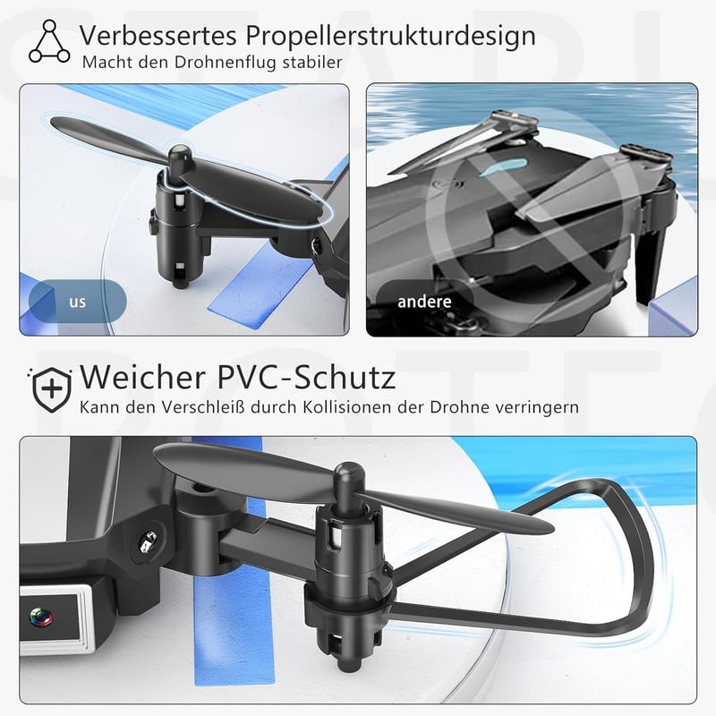 Wipkviey T25 Mini Drón 1080P HD Kamerával, WiFi FPV Élő Képátvitel, Összecsukható, Kezdőknek, Fejnélküli Mód, Gravitációs Irányítás, 2 Akkum