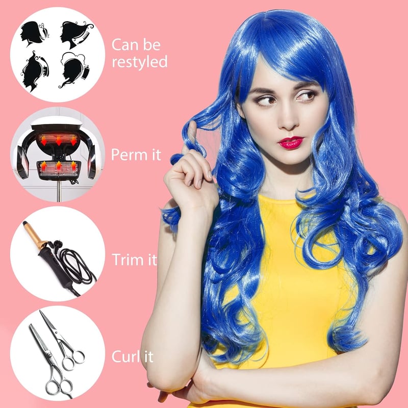 Bouiexye 24 db színes hosszú göndör paróka neon party jelmez cosplay