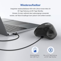 TECKNET Ergonomikus Vezeték Nélküli Egér 2400DPI Vertikális Kialakítással, Újratölthető, 6 Gombos, Fekete - Laptop, PC, MacBook Kompatibilis 3