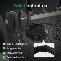 Cablu de încărcare GONEEO Type 2, 11 kW, 5m, 16A pentru mașini electrice, trifazat, cu geantă - Compatibil cu modelele Tesla, VW, BMW 9