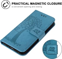 iPhone 13 Pro Max Baglyos Bőr Pénztárcatáska Kártyatartóval, Kék 9