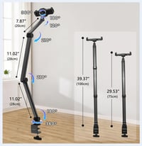 ZenCT 3 Karos Tablet Állvány - 100 cm Hosszú Fém Tartó, Asztali Rögzítés, 4.7-12.9" Készülékekhez, iPad Pro, Air, Mini, Samsung Galaxy Tab K 2