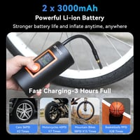 ZETHORS 150 PSI elektromos kerékpárpumpa, LED-es, 6000mAh-s akkumulátorral, autókhoz, biciklikhez 4