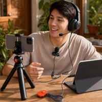 Adásra fel mikrofoncsomag: USB-C mikrofon + gaming fejhallgató + telefonállvány távirányítóval + USB-C–jack 1