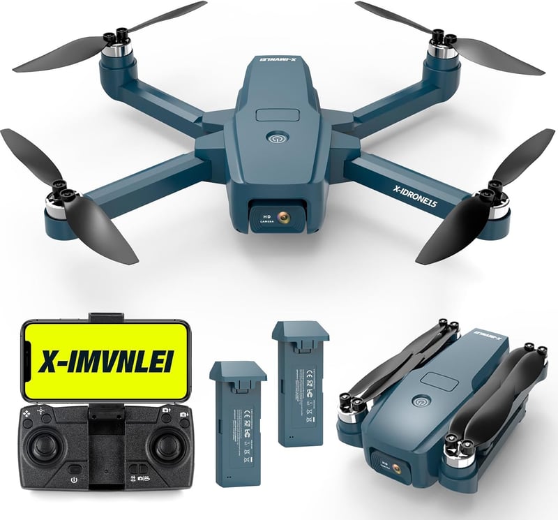 X-IMVNLEI X15 Drón Kétkamerás 4K HD FPV Rendszerrel, Kefementes Motorral, 40 km/h Sebesség, 5G WiFi, Optikai Pozícionálás, 250g Alatti, 2 Ak