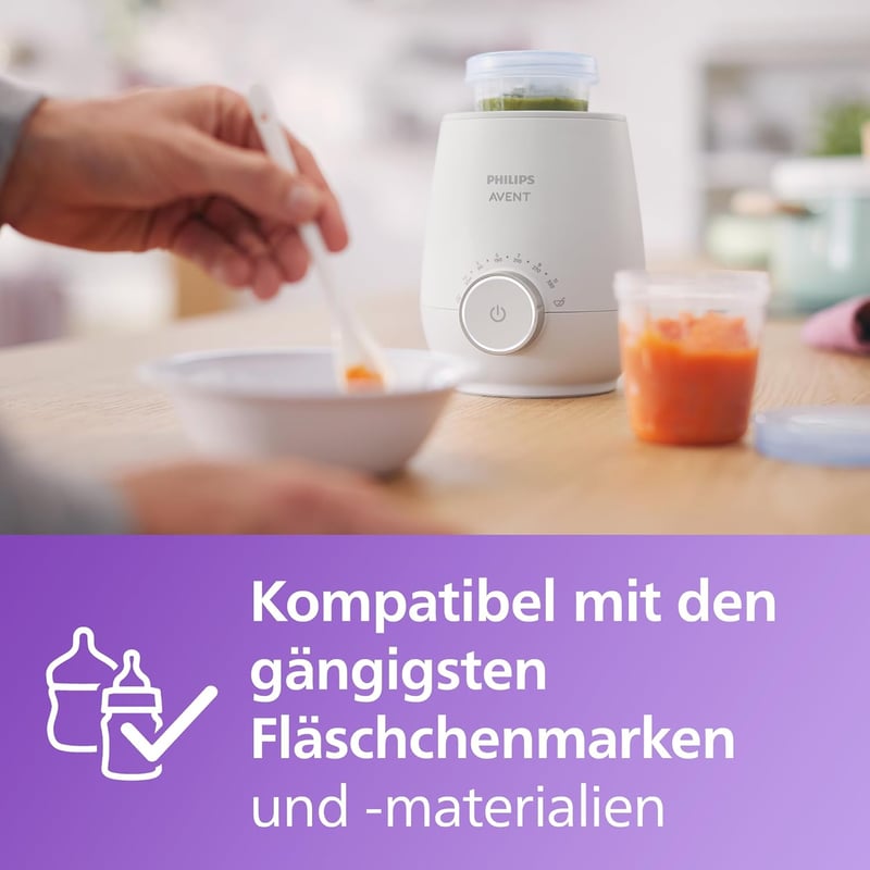 Philips AVENT SCF358/00 Cumisüveg Melegítő - Gyors és Egyenletes Melegítés Tejhez és Bébiételhez, Fehér