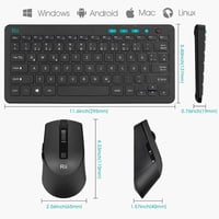 Rii Vezeték Nélküli Billentyűzet-Egér Szett, 2.4G Kompakt Billentyűzet Egérrel, Laptop, PC és Smart TV Kompatibilis, Német QWERTZ Kiosztás,  6