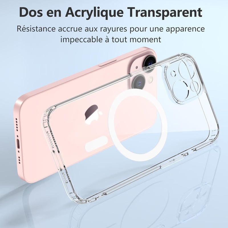 iPhone 13 MagSafe-kompatibilis átlátszó tok ütésálló üvegvédelemmel
