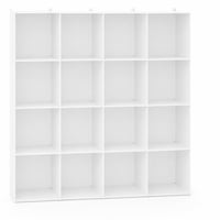 Raft de depozitare cubic C&AHOME, dulap modular DIY cu 16 compartimente, plastic alb lăptos, 122x31x122 cm — elemente de fixare lipsă (stare: vezi a 2-a fotografie) 3