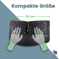 Perixx Periduo-606 Ergonomikus Vezeték Nélküli Billentyűzet QWERTZ és Vertikális Egér Szett - Osztott Billentyűzet, 4-Irányú Görgő, Állítható Csukl 2