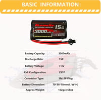 RoaringTop 7,4V 3000mAh Li-ion akkumulátor RC autókhoz és hajókhoz, 2 USB töltővel 2