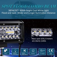 Kraumi 7" LED Munkalámpa 300W 12/24V - Vízálló IP67 Fényszóró Terepjáróhoz, Traktorhoz, Quadhoz, SUV-hoz - Univerzális Kiegészítő Szett (2db 3
