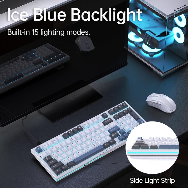 KEMOVE K98SE LED-es Mechanikus Gamer Billentyűzet, 98 Gombos, Piros Kapcsolós