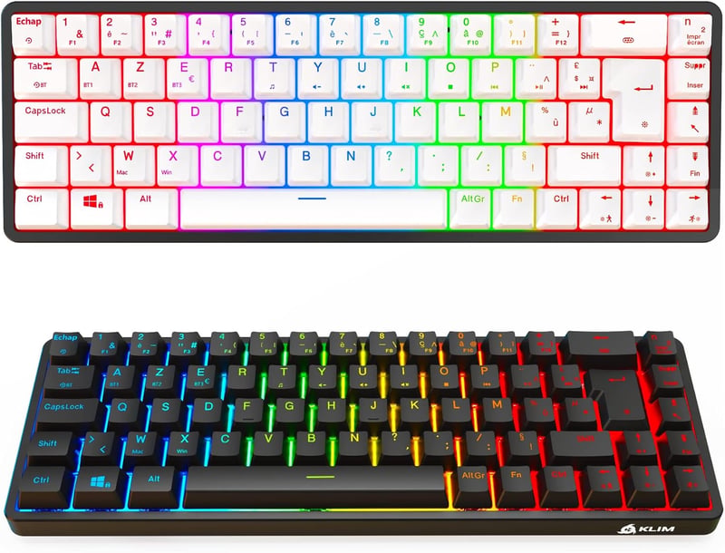 KLIM Shift Francia Kiosztású Bluetooth Billentyűzet - Vezeték Nélküli Gamer Keyboard PC, Mac, PS4, PS5, Xbox, Smart TV Eszközökhöz - Fekete-