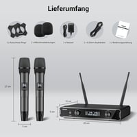 TONOR TW450 Vezeték Nélküli Mikrofon Szett - Duál Karaoke Mikrofon 60m Hatótávval, 5 Csatornával, Vevőegységgel Esküvőre, Előadásokhoz, Szür - Grey and grey 8