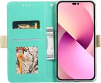 iPhone 14 Pro Türkiz Pénztárcatok Nőknek Masnis Karpánttal 4