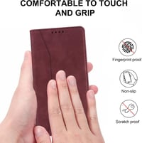 QHOHQ Samsung Galaxy A15 4G/5G Bőr Flip Tok RFID Védelemmel és Edzett Üveg Fóliával - Mágneses Összecsukható Védőtok Multifunkciós Kialakítá 7