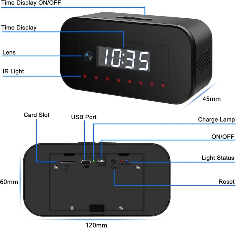 IGZYZ 4K WiFi Rejtett Kamera Óra - Éjjellátó, Mozgásérzékelő, 120° Látószög