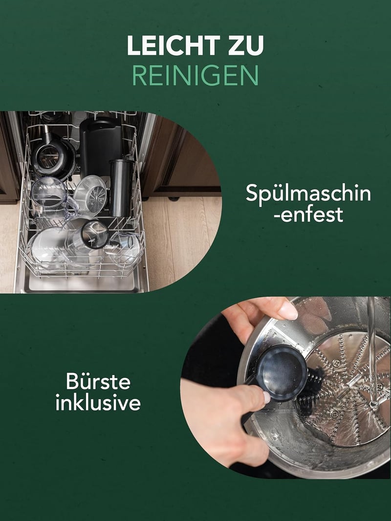 Twinzee 850W Gyümölcs- és Zöldségprés - Elektromos Gyümölcsfacsaró 2 Sebességfokozattal és Nagy Adagolónyílással (75mm) - Gyümölcslé Készítő