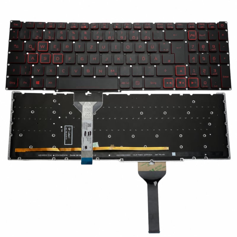 Klávesnica na notebook Trade-Shop, maďarská QWERTZ, červená — chybná, čiastočne funkčná: chýba kláves so šípkou nahor (stav: pozri 2. obrázok)